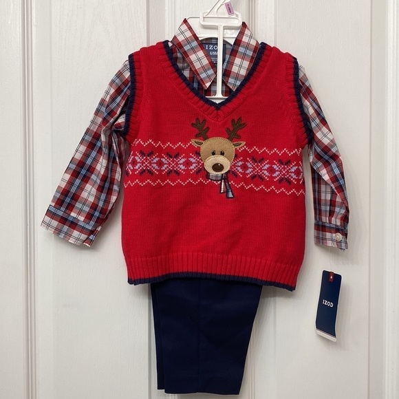Izod Other - 𝅺🆕 IZOD Boys Reindeer Christmas Outfit 3-Piece Set Size 6-9 Months